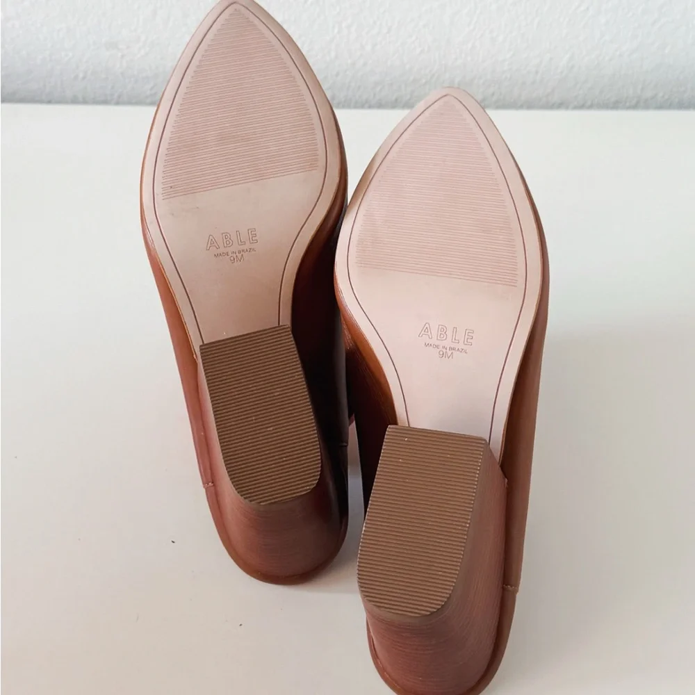 Able Global Rojas Pointed Toe Leather Mules Cognac - Picture 4 of 5